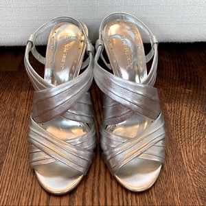 BCBGirls Silver Strappy Slingbacks
